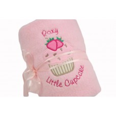 Personalised Embroidered Baby Girl Blanket With Cute Cupcake Design